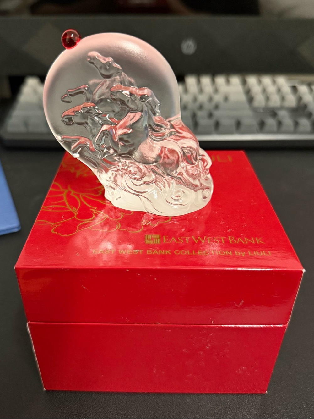 LIULI East West Bank Collection Crystal “Year of the Horse” Horse Sculpture